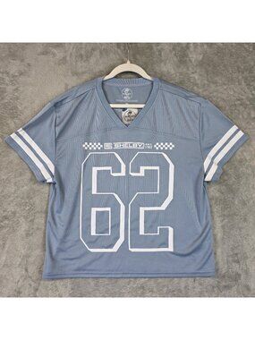 Shelby Shirt Mens Large Blue 62 Jersey V Neck Raglan Racing Tee Performance